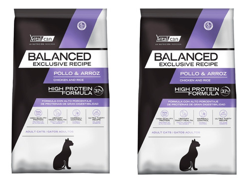 Vitalcan Balanced Ex. Recipe Pollo&arroz 3kg X2un Gato Adult