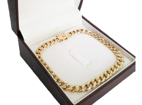 Pulseira Grumet 8 Gramas 6mm Ouro 18k Comprimento 19 Cm
