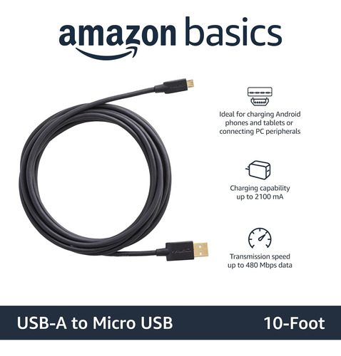 Cable De Carga Rapida Amazon Basics Usb-a A Micro Usb, 48