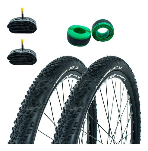 2 Pneu 29x2.25 Michelin Jet Mtb + Câmaras Pirelli + Antifuro