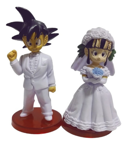 Figuras Pastel Boda Goku Y Milk Dragon Ball Recién Casados