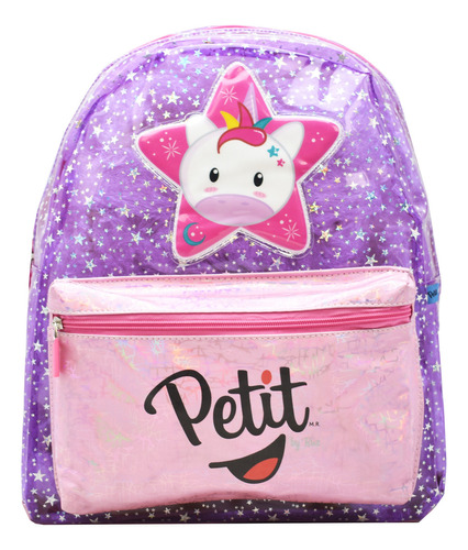 Mochila Petit Unicornio Transparente Estampado Rosa Violeta Primaria 160715 Ruz Color Rosa/violeta