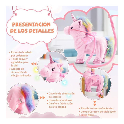 Peluche De Unicornio Eléctrico Que Canta Camina Para Niños