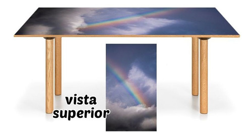 Vinilo Para Mesa Arco Iris Rainbow Paisaje Decoracion M3