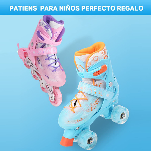 Patines En Línea Ajustables Con Protección Talla 16-23cm