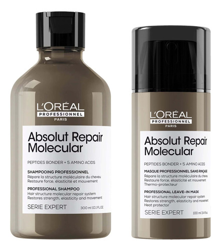 Kit Absolut Repair Molecular Shampoo Y Leav In Repara Loreal