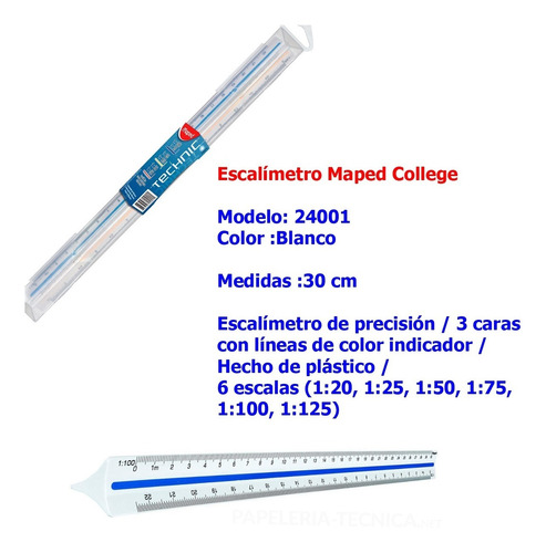 Escalimetro Profesional 30cm Maped 1:20/1:25/1:50/1:75/1:100