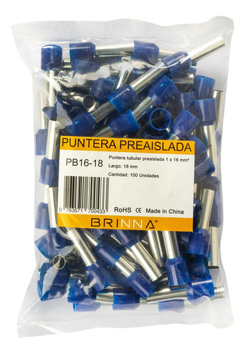Puntera Tubular Terminal Tiff 16mm Brinna X100