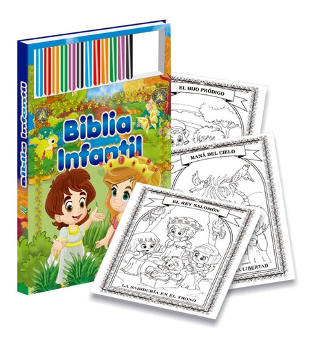Imagen 1 de 2 de Biblia Infantil Para Colorear