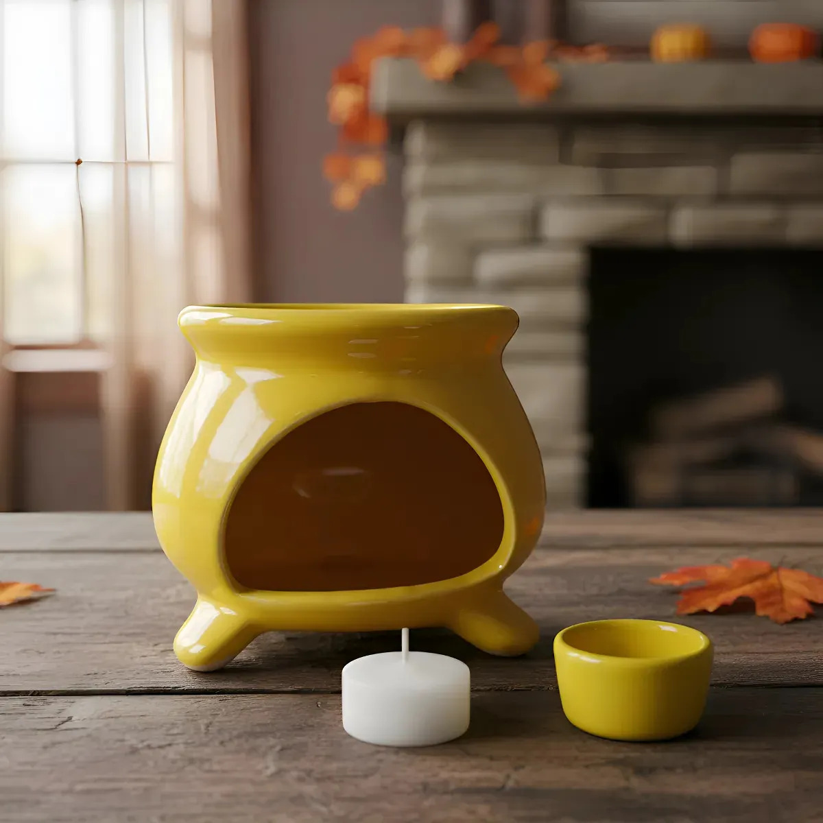 Queimador Aromático De Cerâmica Amarelo Para Óleos Essenciais