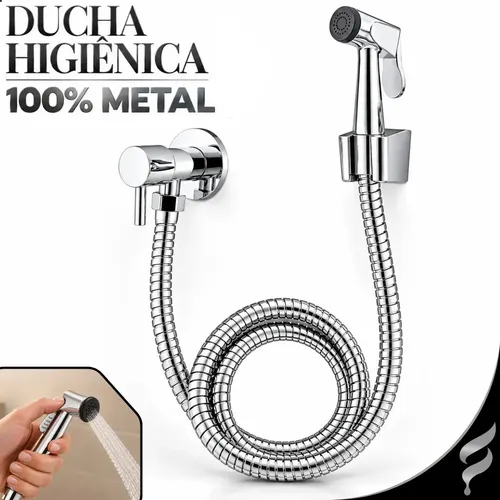 Ducha Higiênica Chuveirinho Softinox Completa 100% Metal Registro 1/4 De Volta T