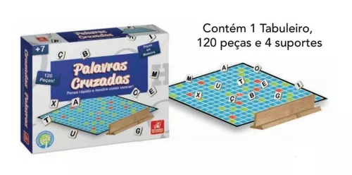 Jogo Palavras Cruzadas 132 peças em madeira mdf Aquarela