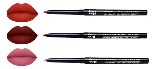 Kit Delineador Labios Retractil Ivy Larga Duracion 3 Piezas