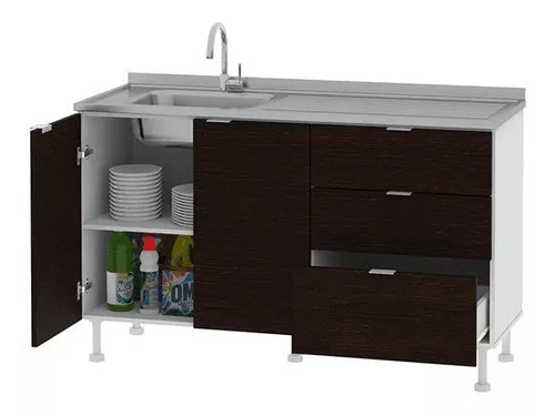 Bajo Mesada 1,40 Mueble Cocina Melamina 18mm Premium