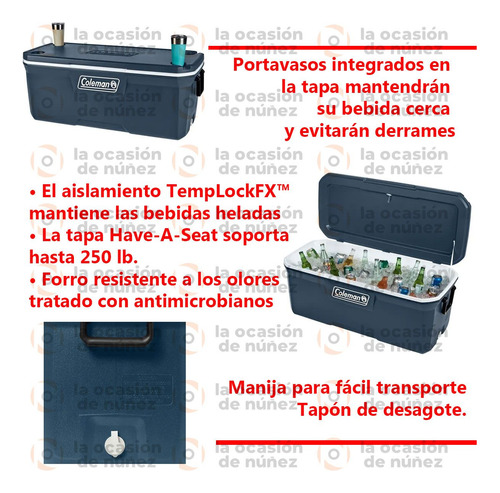 Imagen 3 de 7 de Conservadora Coleman 150qt Heladera Termica Camping Frio 3 D