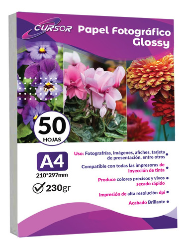 Papel Fotografico A4 Glossy 230 Gr 50 Hojas