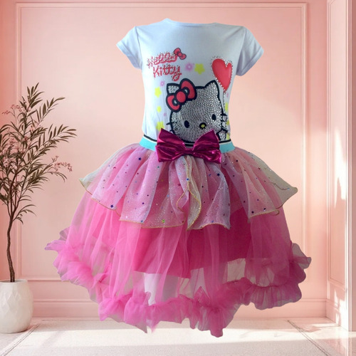 Conjunto De Falda Y Blusa Diseño Kitty Brillos