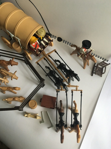 Playmobil - Set De Carreta Cowboys Vaqueros - Vintage 1974 (Usado)