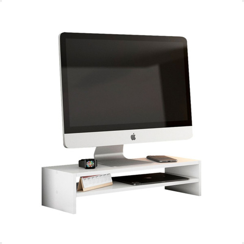 Suporte Para Monitor Mdf Duplo Mesa Notebook Tv Home Branco