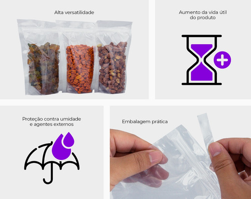 Embalagem Com Fecho Ziplock Stand Up Pouch 14x19 - 100 Und