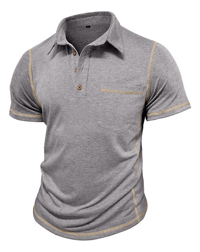Camisa Transpirable De Manga Corta Con Bolsillos De Moda