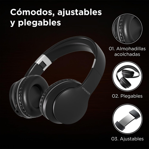 Audífonos Diadema Bluetooth Súper Cómodos Con Micrófono Negr Color