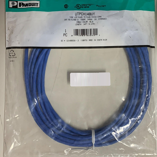Cabo De Rede Patch Cord Internet Cat 5e Class D Azul 4.27m