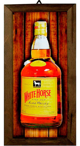 Quadro Decorativo Rústico - Whisky White Horse 36x14cm