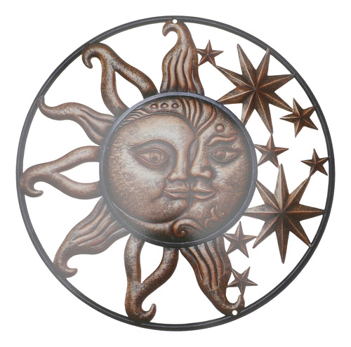 Decoración De Pared De Metal Con Sol Y Luna, Hierro Forjado