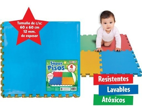Imagen 2 de 5 de Pisos Goma Eva Para Bebés Alfombra Antigolpes 120x120 Cm