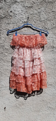 Vestido Encaje | Fiesta | Strapless | Coral