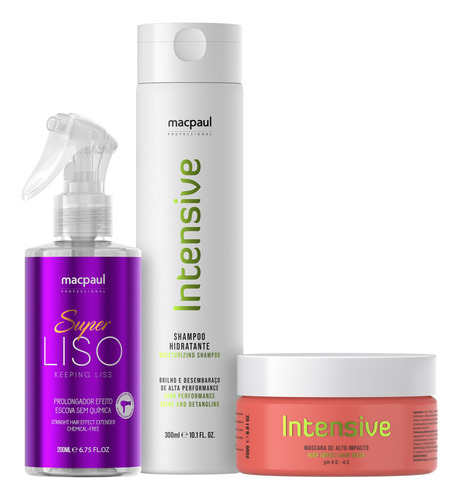 Kit Shampoo E Máscara E Protetor Térmico Super Liso Macpaul