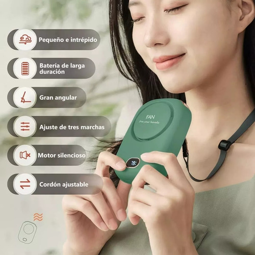 Mini Ventilador De Cuello Portátil Recargable Con Cordón