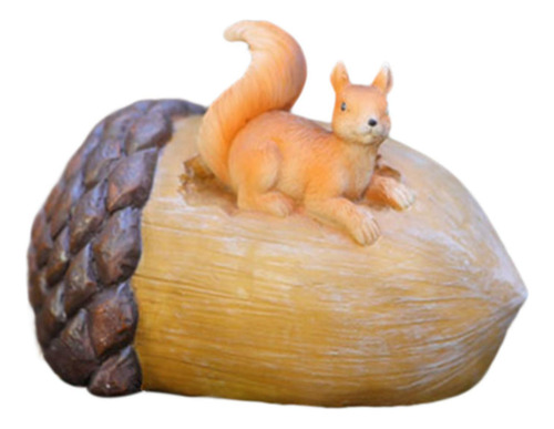 Decoración De Jardín, Estatua Artesanal Ardilla 13,7x9x9cm