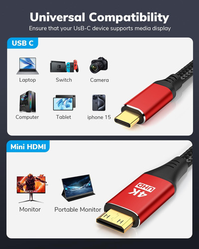 4k Usb C A Mini Cable Hdmi 10 Pies, Admite Cable Hdmi C A