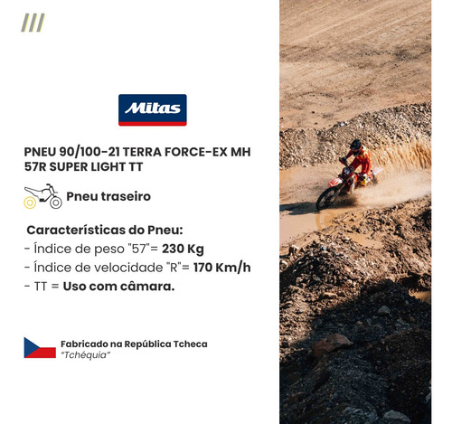 Pneu 90/100-21 Mitas Terra Force-ex Mh 57r Super Light