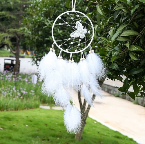 Atrapasueños Con Mariposa Blanco