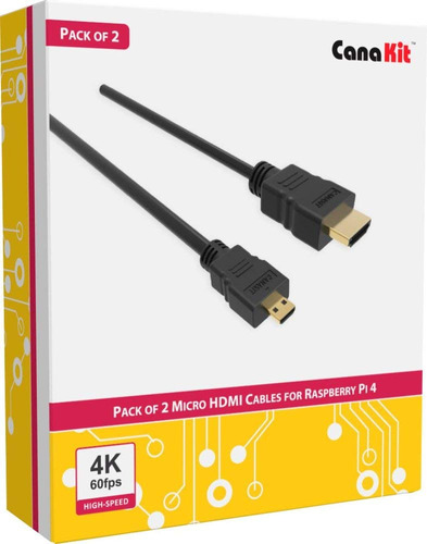 Canakit Raspberry Pi 4 - Cable Micro Hdmi (5.9ft, 2 Unidades
