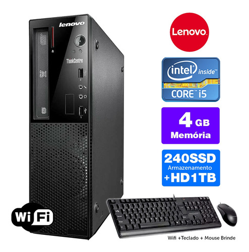 Imagem 1 de 5 de Cpu Completo Lenovo Int I5 4g 4gb Ssd240+1tb Brinde