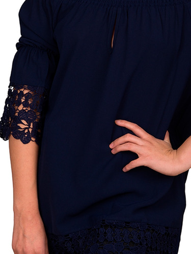 Blusa Moda Mujer Tipo Campesina Encaje Emz8007