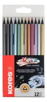Comprar Creyones Style Metálico Triangulares Kores 12 Colores