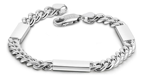 H&beautimer Pulsera De Plata De Ley 925 Para Hombre, Cadena 