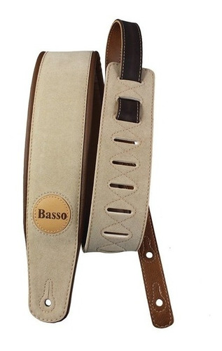 Correia Para Guitarra Violão Baixo Basso Cla 01 Camurca Bege