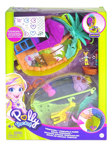 Polly Pocket Tropicool - Bolso Compacto De Piña Con 8 Caract