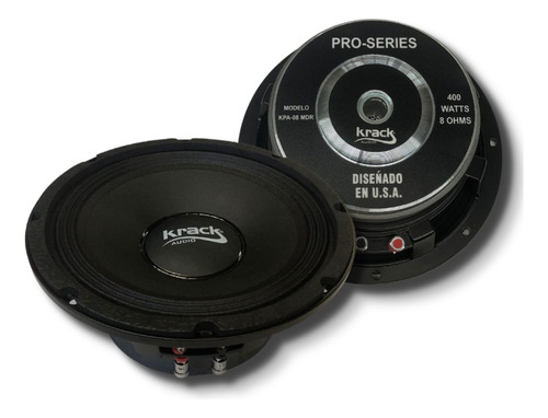 2 pzas Bocina Medios Sellados 8 Krack Audio Profesional 400w Color Negro KPA-8MR