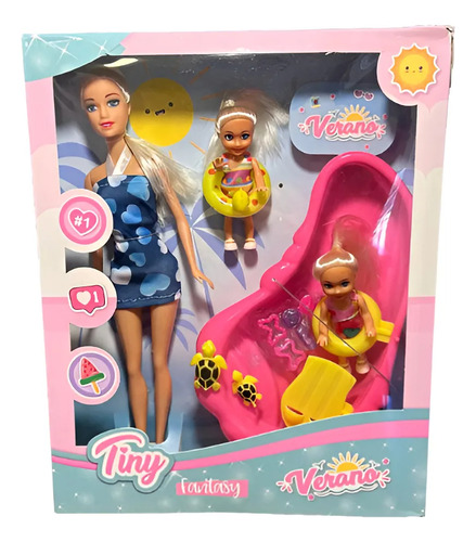 Muñeca Tiny E Hijas Vacaciones Accesorios