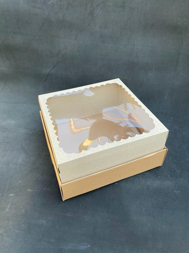 20 Bandejas Con Tapa Y Visor Para Desayuno Merienda Papa Marron 30x30x12