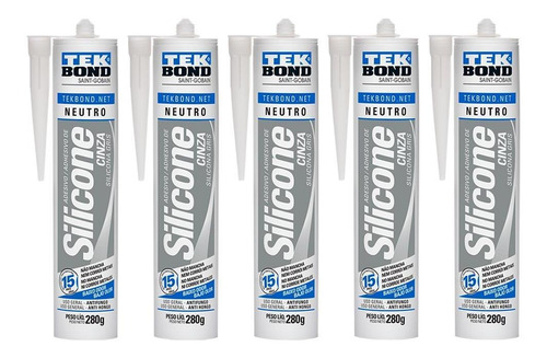 Imagem 2 de 4 de Silicone Acético Tek Bond De Uso Geral Kit 5 Unidades 280g