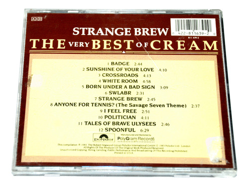 Cream - Strange Brew The Best Eric Clapton Led Zeppelin C1 (Usado)