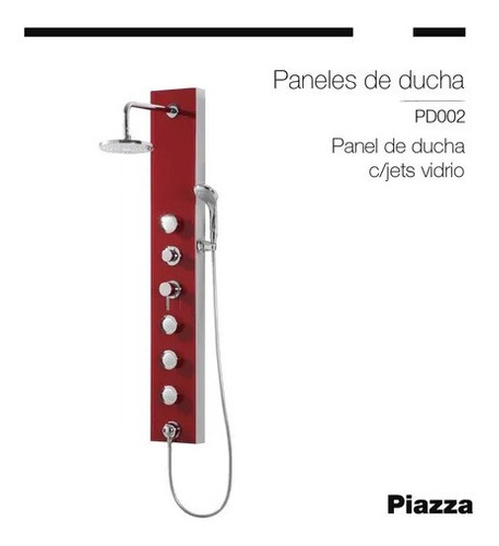 Imagen 2 de 5 de Panel Ducha Piazza Pd002 Escocesa Jets Direccionables Vidrio